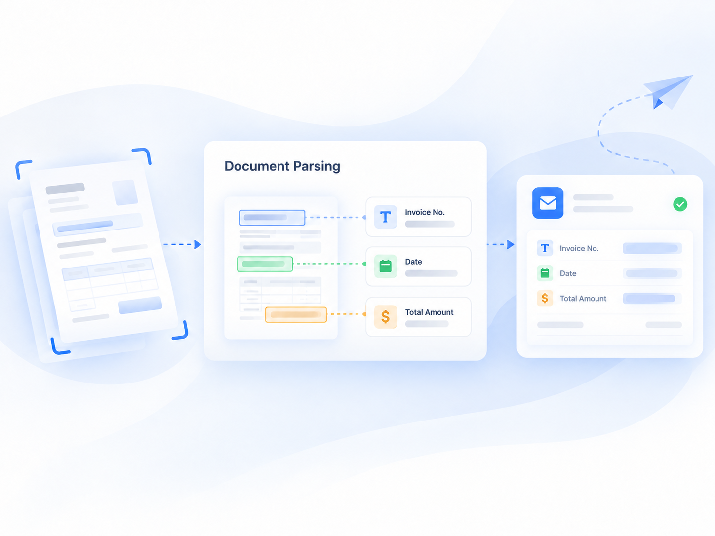 Autoform document upload for purchase orders and invoices with Automail OCR and document parsing matching documents to material PO lines